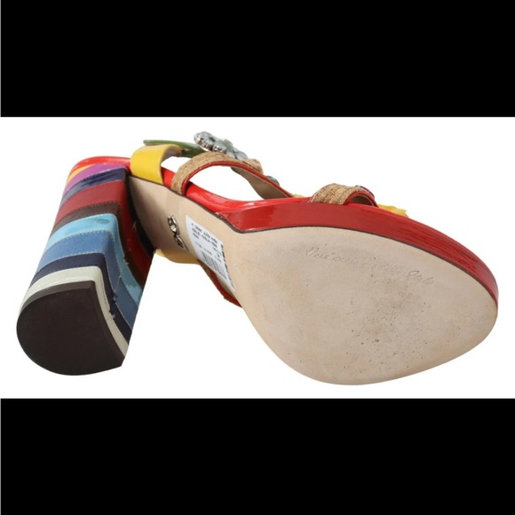 DOLCE & GABBANA Shoes Sandals Multicolor Leather Crystal EU39 / US8.5 RRP $1400 - Picture 6 of 12